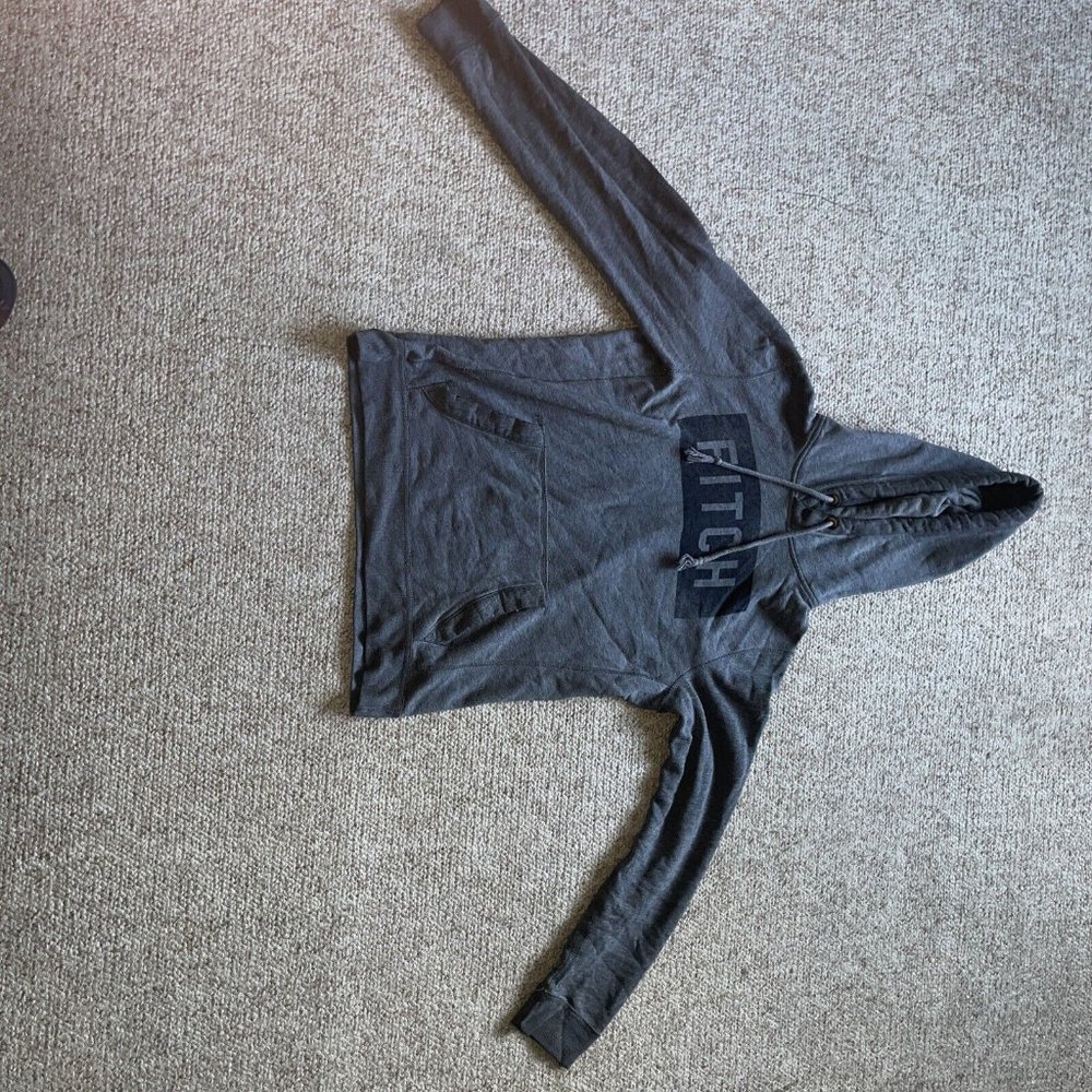 VINTAGE Abercrombie & Fitch Hoodie Men Medium Gray Fitch Logo 2000s
